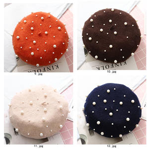 ALLCH RTS الخريف والشتاء بيع بالجملة الموضة قبعة اللؤلؤ النساء اللؤلؤ الأسود قبعة قبعة تقليد الصوف شعر قبعة قبعة للنساء - Product Image 4