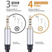Vergoldetes Koaxial-PVC-Geflechtkabel mit Kupferkern 3,5MM TRRS Stecker-Buchse Stereo-Audio-Verlängerungskabel