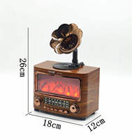 Radio rétro ELETREE NS-02BT BT AM/FM/SW 3 bandes, lecteur MP3 USB TF, lampe à flamme rechargeable, haut-parleur vintage style gramophone