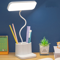 Lampe de bureau LED avec porte-stylo, lampe de table tactile rechargeable, lampe de lecture pour bureau d'étude, lampe LED rechargeable