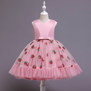 Vestido <span class=keywords><strong>de</strong></span> Niña con Bordado <span class=keywords><strong>de</strong></span> Fresas, Lazo, Princesa, Encaje, Tul, para Bodas, Navidad, Cumpleaños, Fiestas - Product Image 2
