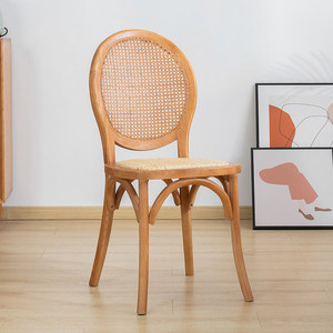Chaise en osier, style nordique, vintage, minimaliste, pastoral, campagnard, en bois massif, chaises de salle à manger mobiles pour la maison, <span class=keywords><strong>restaurant</strong></span>/café - Product Image 3