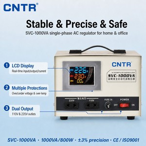 Régulateur de tension automatique SVC-1000VA 1KVA monophasé 220V AC avec affichage numérique LCD <span class=keywords><strong>AVR</strong></span> pour appareils électroménagers et de bureau - Product Image 1