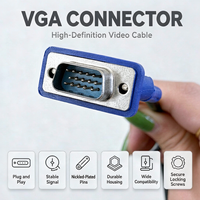 Kabel VGA 1.5M 3+2 Kabel Ekstensi VGA Male to Male untuk PC Laptop Monitor Proyektor TV Box Kabel Video Definisi Tinggi