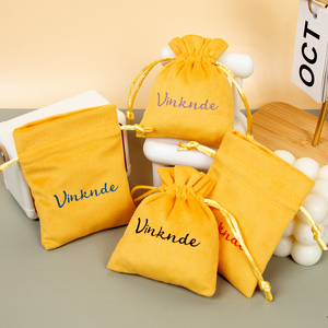 Pochette à bijoux en velours jaune 7x9cm avec cordon de serrage, sac à maquillage, housse anti-poussière douce - Product Image 3