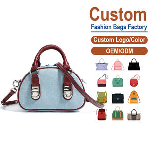 Sac bandoulière en cuir pleine fleur et denim, finition mate mettant en valeur la texture naturelle du denim et une lueur subtile, personnalisation disponible - Product Image 1