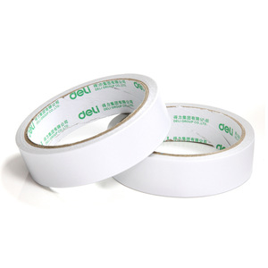 Cinta Adhesiva de Doble Cara de Papel de Algodón Deli, 24 mm x 10 yardas, 80 micras, Blanca, Paquete de 12 Rollos, Material de Papelería para Manualidades - Product Image 2