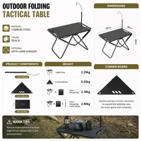 Table tactique pliante multifonctionnelle d'extérieur en acier au carbone, légère, idéale pour le camping, la vente de nourriture de rue, les pique-niques, les repas, les voyages