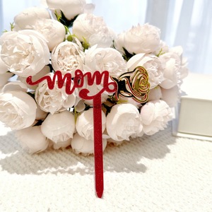 ท็อปเปอร์เค้กอะคริลิค รูปดอกกุหลาบ น้ำผึ้งและรสหวาน สำหรับวันแม่ วันสตรี ของตกแต่งเค้ก - Product Image 3