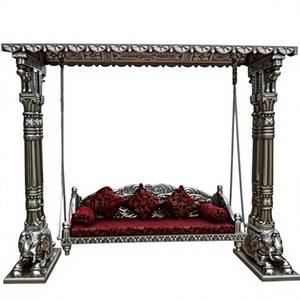Achetez une balançoire indienne sculptée Maharaja pour la maison, balançoire intérieure sculptée à la main Maharaja, qualité supérieure, finition brune, Jhula Oonjal sculptée. - Product Image 2
