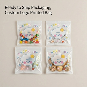 Sachet d'emballage transparent à fermeture éclair de qualité alimentaire pour mini-biscuits imprimés, idéal pour bonbons et friandises - Product Image 1