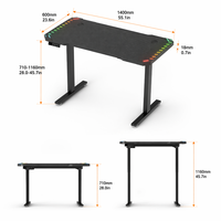 Bureau de travail ergonomique AOR, bureau de jeu intelligent à réglage électrique avec mémoire, panneau de protection environnementale, éclairage RGB Armor