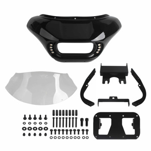 Carenatura Anteriore Stile Shark Plug & Play per Harley Dyna Low Rider <span class=keywords><strong>S</strong></span>/Fat Bob/Street Bob 1999-2017 |   Parabrezza da 9 Pollici - Product Image 1