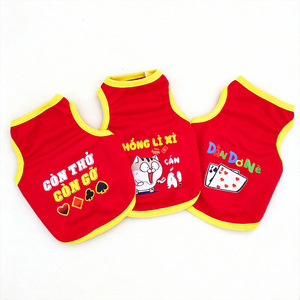 Chaleco Rojo para Perro de Año Nuevo, con Estampado de Dibujos Animados, Transpirable, Ropa para Mascotas, Estilo Vietnamita, Primavera Verano - Product Image 5