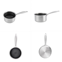 Ensemble de casseroles en acier inoxydable 3 plis, antiadhésif, avec revêtement en nid d'abeille, ensemble de casseroles avec couvercle en verre trempé, compatible avec toutes les plaques de cuisson