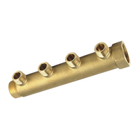 Collecteur de distribution linéaire en laiton de 50 mm, options 2 à 8 voies, entrées mâles 3/4\" et 1\" avec sorties 1/2\" ou 3/4\"