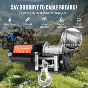 Cabrestante Eléctrico de 2000 Libras 12V Pequeño para ATV UTV <span class=keywords><strong>con</strong></span> Guía de Cable de Rodillo, Impermeable IP55 para Remolcar Vehículos Todoterreno, UTV, ATV y Automóviles - Product Image 4