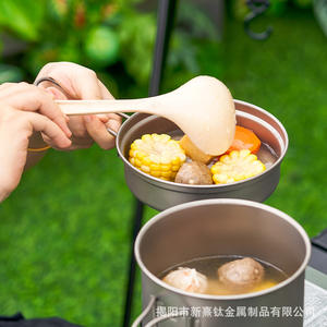 Ensemble de cuisine d'extérieur en titane pur BIFREE, marmite à soupe et poêle à frire de 3-4 L, ustensiles de cuisine portables pour le camping - Product Image 4