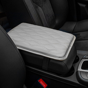 Universal Car Armrest <b>Box</b> Mat 30x21cm PU Leather Anti Slip Center Console Cover <b>Storage</b> Protector Gray - Product Image 1