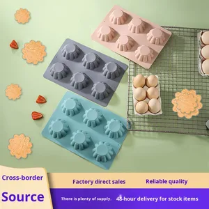 6-Cavity Floral Silicone Muffin <b>Mold</b> Heat Resistant Non-Stick Non-Toxic Sustainable Baking Cups Cakes Puddings Mousse Tools <b>Hand</b> - Product Image 2