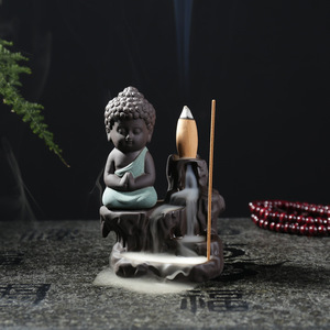 Professional Customized Resin Ceramic Crafts, Small Monk Incense <strong>Burning</strong> Home Decor Sculpture Custom - Product Image 3