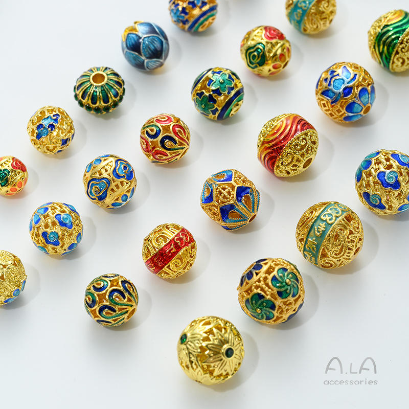 Beads Enamel Supplies For Jewelry Bulk Gold Enamel Charms (50pcs