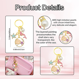 Customizable Ocean Series Women's Keychain Cartoon <span class=keywords><strong>Starfish</strong></span> Shell Mermaid Pendant Made Zinc Alloy Fashion Accessory