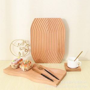 Solid Wood Water Ripple <b>Tray</b> Cutting Board Household Coffee <b>Tea</b> Plate Food Photography Prop - Product Image 2