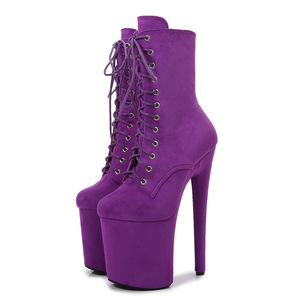 Botas de Pole Dance de 20CM con Cordones y Encaje Sexy para Mujer, Modelo de Tela de Gamuza - Product Image 5