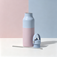Bouteille isotherme sous vide 500 ml, best-seller, non toxique, anti-fuite, sans BPA, avec paille rabattable, logo personnalisé, pour eau bouillante, sport et voyage