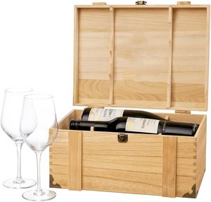 Boîte à vin en <span class=keywords><strong>bois</strong></span> pour <span class=keywords><strong>6</strong></span> <span class=keywords><strong>bouteilles</strong></span>, coffret de rangement personnalisé avec plaque en laiton en option, pour les amateurs de vin, mariage, anniversaire - Product Image 1
