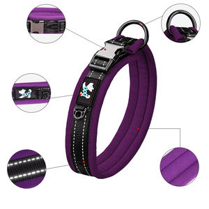 맞춤형 조절 가능한 고급스러운 우아한 나일론 개 목줄 단색 패턴 버클 반사 소프트 고내구성 개인화 - Product Image 2