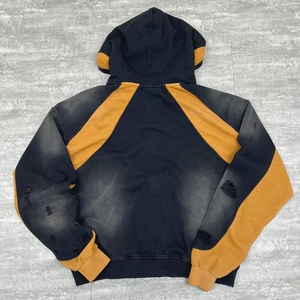 Hoodies zippés courts en molleton bouclette premium, imprimés, effet délavé, coupe ample, style vintage, pour hommes, surdimensionnés et usés - Product Image 2