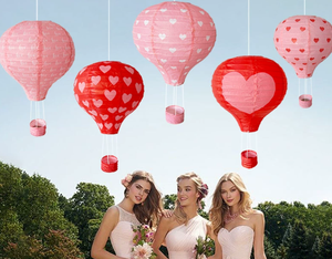 DAMAI Valentine's Day Decoration Wedding Themed Party Supplies Disposable <b>Red</b> and Pink Hot Air Balloon Shaped <b>Paper</b> Latern - Product Image 4