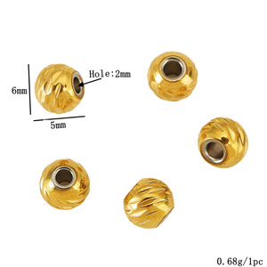 Cuentas facetadas de acero inoxidable chapadas en oro de 18 quilates de 4 mm, 5 mm y 6 mm, cuentas redondas espaciadoras para la fabricación de pulseras, accesorios de joyería. - Product Image 2