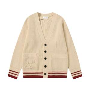 Maglione Cardigan invernale <span class=keywords><strong>di</strong></span> <span class=keywords><strong>marca</strong></span> Trendy da <span class=keywords><strong>donna</strong></span> con motivo a lettera con scollo a V Streetwear con polsini a righe con decorazione con bottoni - Product Image 5