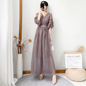 Ingrosso 2021 nuove donne estate puro colore semplice gonna <span class=keywords><strong>lunga</strong></span> sopra il <span class=keywords><strong>ginocchio</strong></span> abito lungo femminile gonna sottile e sottile - Product Image 1