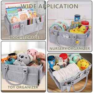 Organisateur de couches pour bébé en feutre portable avec compartiments, grand format, gris - Product Image 3