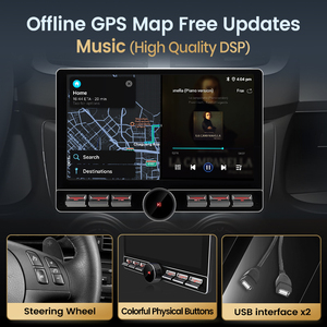 Junsun 10.6 "1 2 DIN Phổ Xoay Xe Đài Phát Thanh Stereo Không Dây Carplay Cho Apple <span class=keywords><strong>Android</strong></span> Tự Động 4G Wifi Đa Phương Tiện Gpsips Rds - Product Image 3