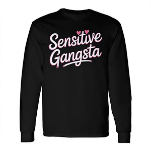 T-shirt a maniche lunghe Sensitive Gangsta con design carino a forma di cuore e amore - Product Image 2