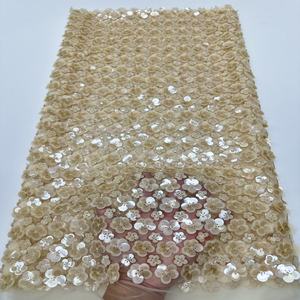 Kain Renda Payet Bermotif Bunga Bordir Tekstil Rumah Mewah & Aksesoris Pakaian untuk Wanita dan Gadis Tersedia - Product Image 2