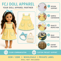 Vêtements de poupée en gros : Robe d'été avec bandeau à nœud et sacs fourre-tout en tissu doux tissé, taille personnalisée, fabricant OEM, coffret cadeau
