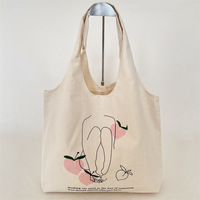 DLBZ Sac fourre-tout en toile crème, vente en gros, avec logo personnalisé, imprimé motif artistique, réutilisable, en coton, sac de courses polyvalent
