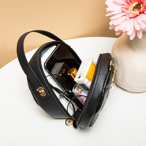 Luxury Vintage Retro Style Designer Mini Waterproof Portable Crossbody Sling Women Stylish Diamond Plaid PU Open Bag - Product Image 4