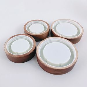 Solid wood acacia glass bottle storage <b>jar</b> with airtight wooden lid, <b>Mason</b> <b>jar</b> with threaded wooden lid, storage container with - Product Image 1