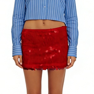 Minigonna da donna con paillettes a goccia - <span class=keywords><strong>Gonna</strong></span> da festa a <span class=keywords><strong>vita</strong></span> <span class=keywords><strong>bassa</strong></span> in rete trasparente Abbigliamento donna Sehe Fashion - Product Image 4