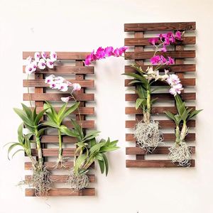 Support mural rectangulaire en bois Ya Ding pour plantes, décoration intérieure et extérieure, type mural - Product Image 1