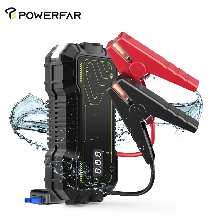 POWERFAR 자동차 점프 스타터 1000A 피크 10000mAh 휴대용 미니 자동차 점프 스타터 비상 배터리 부스터 LED 손전등