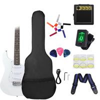 Guitare électrique à corps plein de 39 pouces avec micros SSS, pont vibrato, kit de démarrage complet pour adultes