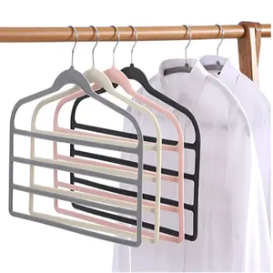 4 Tier Pink Grey Non-Slip Surface Perfect Closet Organizer Velvet Pants Jeans Hangers